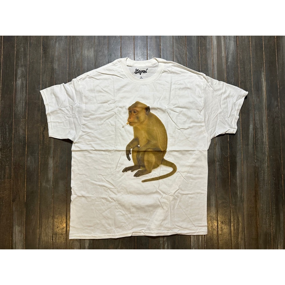 Illegal Civilization Smoking Monkey Graphic T-Shirt White Streetwear Tee